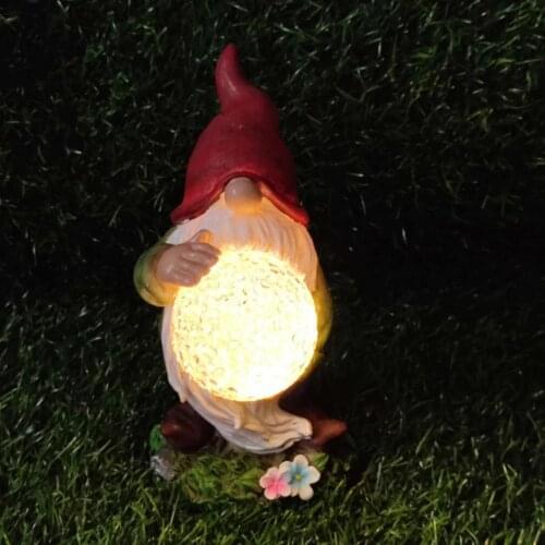 Garden Decoration Resin Statue Decor Cute Vivid Creative Dwarf Shape Solar Energy Statue Display for Garden Crafts Decoartion