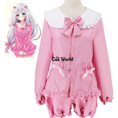 Eromanga Sensei Izumi Sagiri Cute Pajamas Nightgown Sleepwear Tops Shorts Outfit Anime Cosplay Costumes
