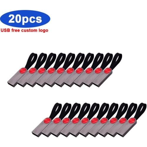 Bulk 20pcs free logo Metal USB Flash Drive 128GB Pen Drive 8GB 16GB 32GB 64GB Pendrives 8GB Creative USB 2.0 stick Flash Drive