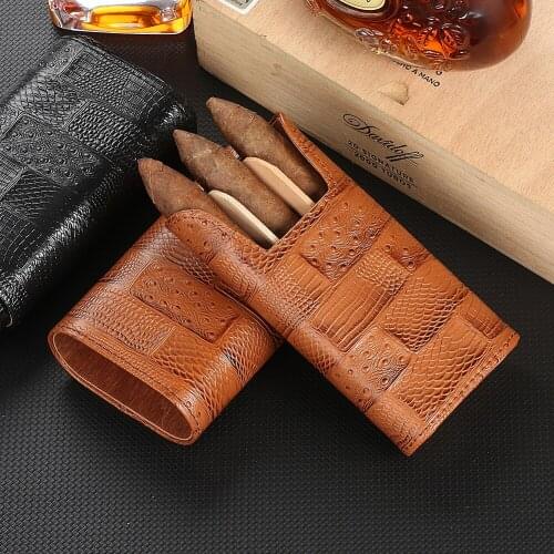 Galiner Cedar Wood Box Humidor Cigar Gadget Leather Bag Cigar Case Pocket Portable 3 Tube Holder Cigar Humidor