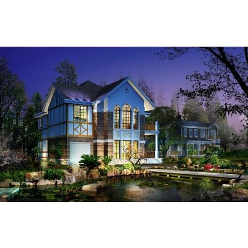 Artistic Building coastal Garden tree backgrounds High quality Computer print wall photo backdrop