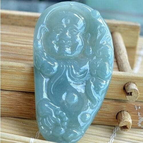 Exquisite natural jade Maitreya Buddha pendant e42