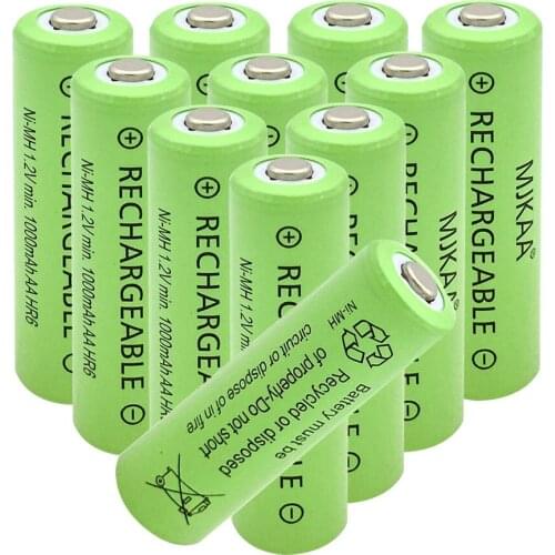 20PCS AA 2A 1000mAh 1.2V Ni-MH Rechargeable Battery Pre-Charged NIMH Button Top Batteries for Toys