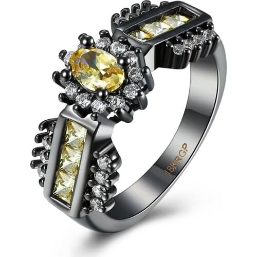 Classic Rings Gold Plating Ring Citrin Crystal Zircon Crystals CZ Eternal Engagement Love Rings Jewellry Size 6 7 8 9