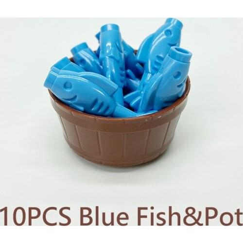 Blue Fish&Tub Pot Building Blocks Compatible Major Brand Kids Assembled Toys 64951 Early Learning MOC Handmade Design