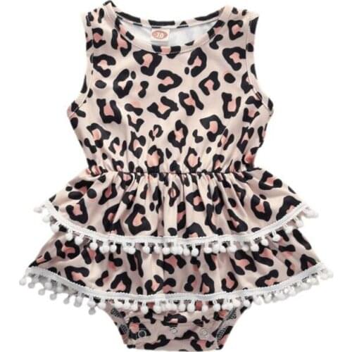 2020 Summer Newborn Baby Girl Clothes Sleeveless Leopard Print Romper Jumpsuit One-Piece Outfit Sunsuit Summer Clothes