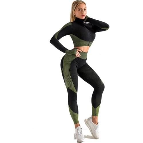 Hotsale Zipper Women Gym Sportswear Running Bra And Leggings Fitness Yoga Wear Clothing Set