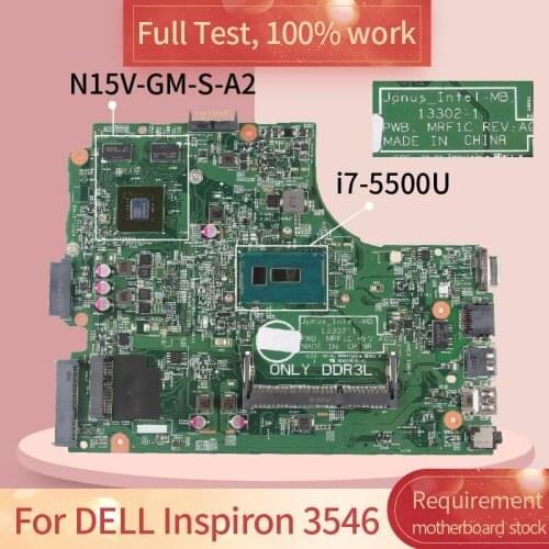 13302-1 For DELL Inspiron 3546 SR23W I7-5500U 820M N15V-GM-S-A2 DDR3L motherboard Mainboard full test 100% work