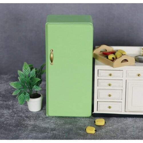 1:12 Dollhouse Furniture green Wooden vintage Fridge for Kitchen or Dining Room