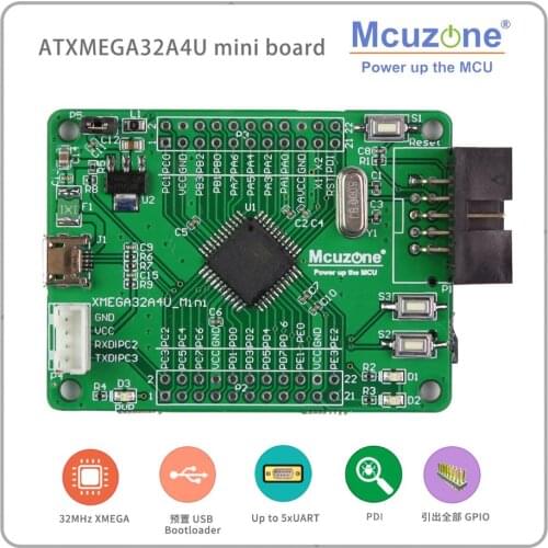 ATxmega32A4U Mini Board USB PROGRAM PDI SD GPIO XMEGA32A4U 32A4U MCIROCHIP AVR 32A4 U
