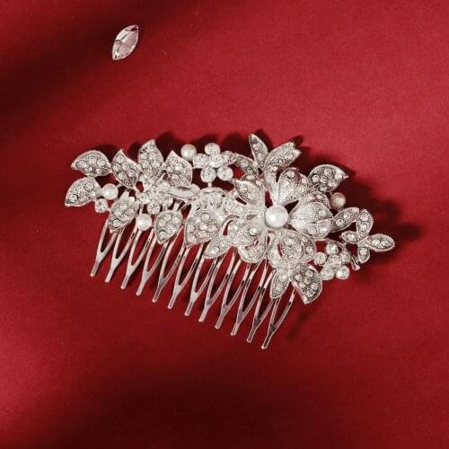 Fashion Bridal Wedding Hair Comb Clips for Women Accessories Rhinestone Silver Color Ornaments Bride Headpiece Jewelry