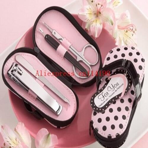 Hot selling unique 100 sets/lot 4 in 1 Slippers Shaped Nail Clipper Kit Nail Care Set Pedicure Tools