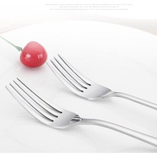 Silver Fork Set Tea Cake Snack Fork Dinnerware Cutlery Mirror Steel Tableware Dessert Fruit Fork Silverware 1pc