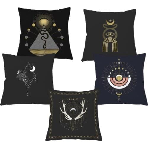 Mandala Boho Cushion Cover Evil Eyes Sun Star Moon Tattoo Pillow Cover Decor Home Soft Plush Pillowcase Office Decorative cojin