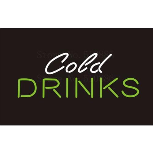 Custom NEON Sign Board Cold Drinks GLlass Tube Beer Bar Club Pub Display Store Shop Light Signboard Signage Signs 17*14"