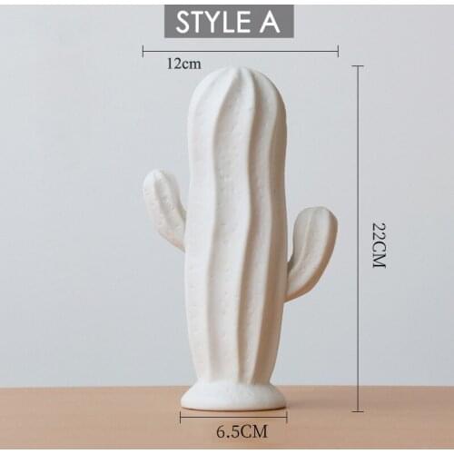 New Arrivals Nordic White Ceramic Decoration Cactus Figurine Plant Ornaments Modern Minimalist Design Home Decoration