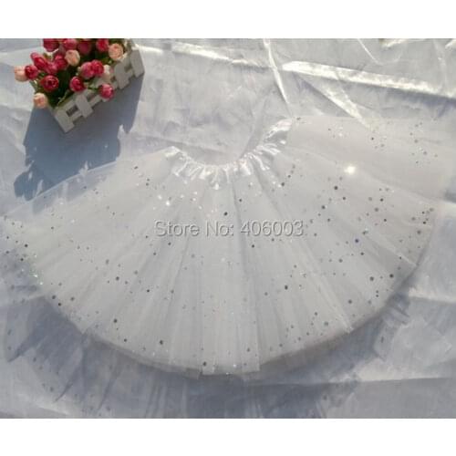 New style halloween fluffy dance glitter sparkle girls ballet tutu children white tutu skirt