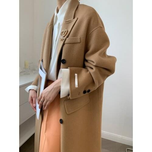 Couples custom celebrity fan long suit temperament hanging double-sided cashmere coat woolen coat female Korean version