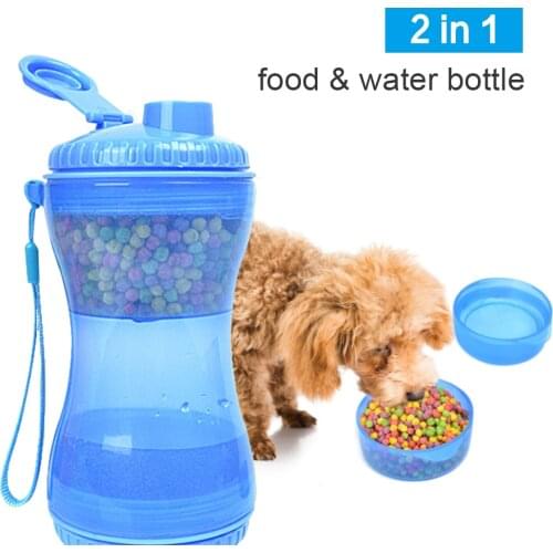 Portable Dog 2 in 1 Bottle Feeder Pet Water and Grain Dual-Use Cup For Cat Dog Travel Outdoor Food Water Storage Bottle