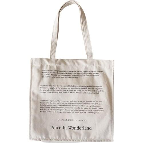 Casual Handbags Tote Thick Cotton Cloth Shopping Beach School Bags for Girls Women Canvas Shoulder Bag Letters Printing Female