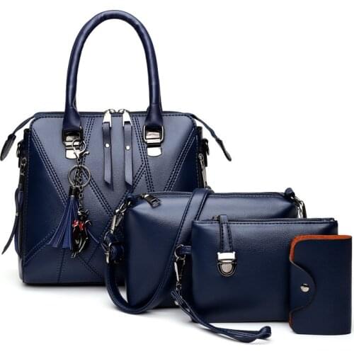 Top-handle Bags 4pcs Woman Bag Set Fashion Female Purse and Handbag Leather Shoulder Bags Tote Messenger Bag Composite Bag
