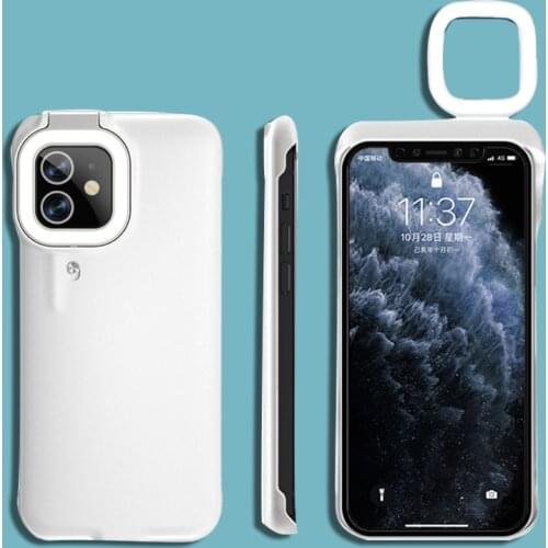 Fill Light Selfie Case For iPhone 12 Pro 11 Light Ring Phone Case Beauty Flash Case Capa Stable Shell for iPhone XR X Xs 7 Plus