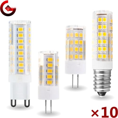 10pcs/lot LED Bulb 3W 4W 5W 7W G4 G9 E14 LED Lamp AC 220V LED Corn Bulb SMD2835 360 Beam Angle Replace Halogen Chandelier Light