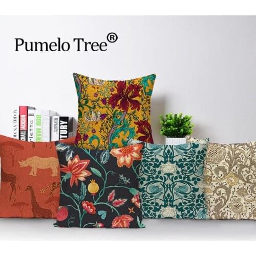 Tropical Plants Cushion Cover Farmhouse Pillows Case Colorful Oil Painting Pillow Cases Linen Living Room Cushion Covers Kissen