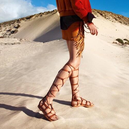 MUMANI Woman‘s 2021 New Gladiator Sandals Flat with Genuine Leather Narrow Band Roman Rivet Summer Boots Bohemian Lady Footwear