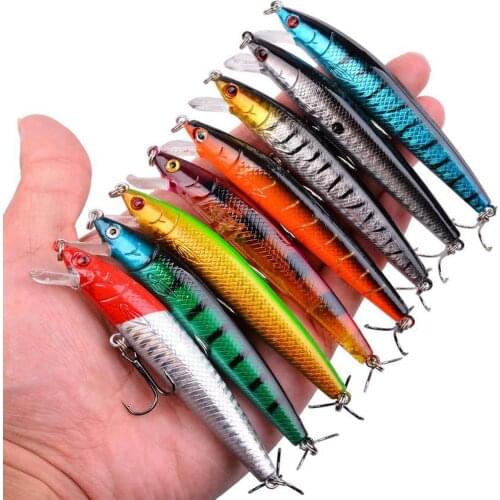 10PCS/8PCS Fishing Lure 10cm 8.7g Minnow Lure Wobblers Artificial Bait With Fishing Hooks For Pike Carp Pesca Fishing Equipment