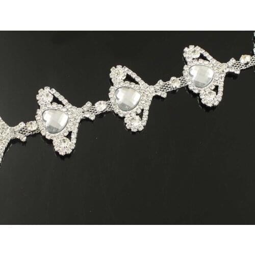 10Yards Glass Trim Chains Rhinestone Claw Chains Strass Heart Rhinestone Trim For Clothing DIY Handwork Dress Crystal Accessory