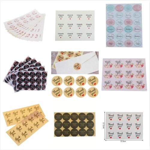 30-240pcs Cute Flower Heart Thank You Series Round Seal Sticker Mutifunction DIY Decorative Gifts Package Labels For Baking