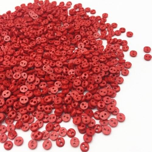 500pcs 4mm Red Color Round Resin Mini Buttons Sewing 2 Holes Tiny Doll Making Clothing Button For Scrapbooking Embellishments