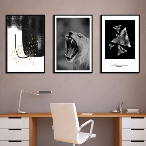 Abstract Wall Art Black White Background Ferocious Beast Tiger Canvas Posters Prints for Living Room Bedroom Corridor Decoration