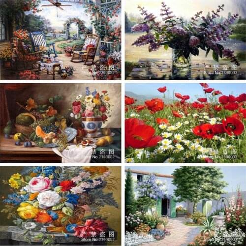 5D DIY Diamond Painting Posters Lucky Flower 3D Cross Stitch Pattern Diamond Mosaic Embroidery Rhinestone Home Decor Garden