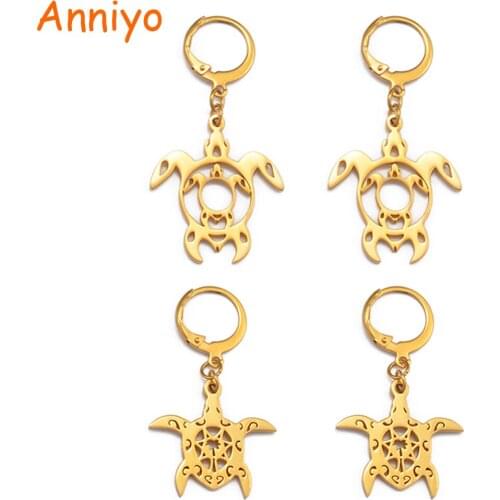 Anniyo Hawaiian Tortoise Earrings for Women Girls Turtle Jewelry Kiribati Guam Micronesia Chuuk Stud Earring Sea Turtle #204521
