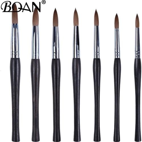 BQAN #2-#22 Kolinsky Acrylic Nail Brush Good Quality Nail Art Mink Brush Wood Handle Gel Builder Manicure Brush Drawing Tools