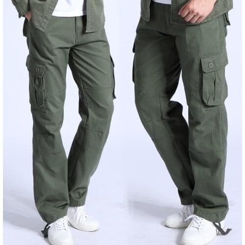Fashion Military Style Mens Cargo Pants Casual Multi Pockets Tactical Military Pants Spring Cotton Army Trousers Men 6 Pockets