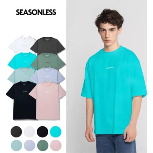SEASONLESS Basic Oversized 100% Cotton T Shirt Men Crew Neck Hip Pop 2021 New Causal Essential T-shirt Soft Streetwear Ins