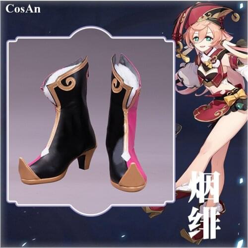 Game Genshin Impact Yanfei Shoes Cosplay The High Quality Universal Cute Fashion Battle High Heels Unisex Role Play Used 35-42