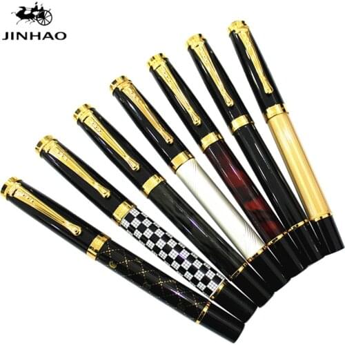 Jinhao 500 Chessboard Rollerball Pen Luxury Gold Clip Ballpoint Pen 0.7mm Black Refill Metal Roller Ball Pens