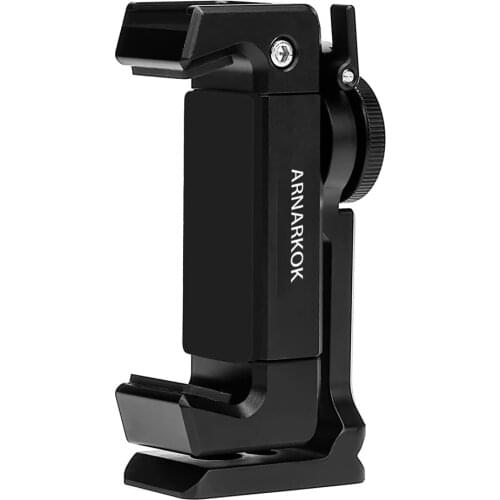 Metal Phone Tripod Mount with Cold Shoe,360 Rotation,Compatible with iPhone 11 12 Pro Max Tripod Mount,Sumsung Smartphon