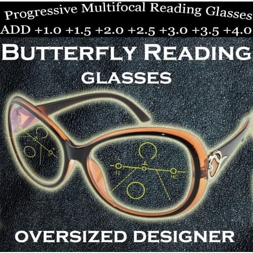 Fashion The Worlds Largest Butterfly Progressive Multifocal Reading Glasses Spectacles See Near Or Far Add +1 +1.5 +2 To +4
