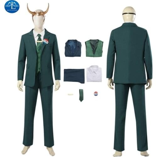 Loki 2021 Blazer Suit Outfit Tie Helmet Loki Badge Loki for President Cosplay Costume Custom Made Halloween Costumes for Men