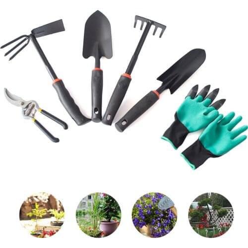 6 Pcs Garden Tools Set Manual Removing Garden Taproot Pruning Shears Trowel Cultivator Weeding Fork Weeder and Secateur Q40