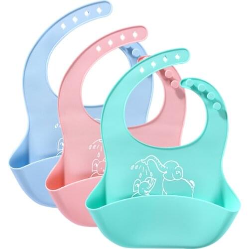 Cartoon Baby Silicone Bibs Childrens Adjustable Waterproof Bib leakproof Burp Cloths For Toddler Kids Feeding Accessories New