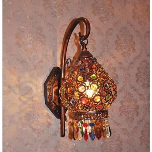 Bohemia Wall Lamp, Tiffany Colorful Home Decoration Bohemia Style Dining Room Wall Light D18cm E27 Classical Iron Cafe Lighting