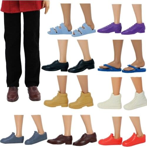 1 Pair Fashion Casual Daily Doll Shoes Boot Slipper Sneakers Copy Formal Leather Shoes for Ken Doll Male Accessories DIY Toy