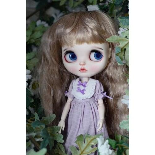 Blythes size doll wig fringe imitation mohair foam face big wave wig multicolor optional doll accessories