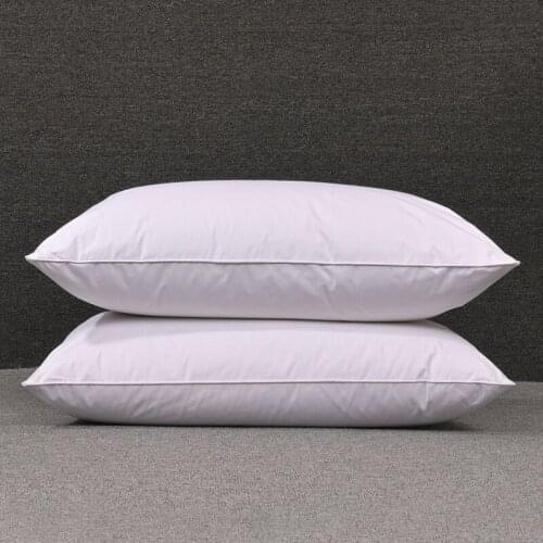White Goose Down Pillow Filling And Feather Bed Pillows For Sleeping 100% Cotton Cover With Natural Filling King Queen Size